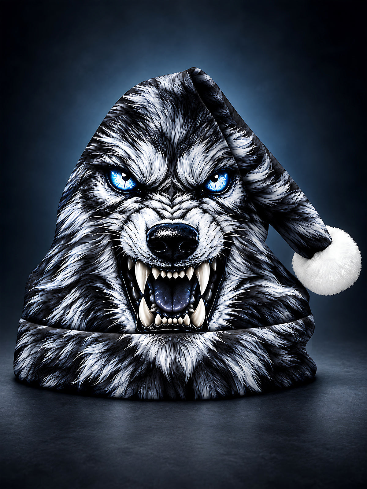Oceanlyte Men's Graphic Wolf Face With Santa Hat Print Hat
