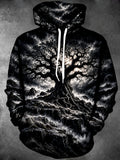 Oceanlyte Men's Graphic Dark Tree Landscape Print Long Sleeve Hoodie