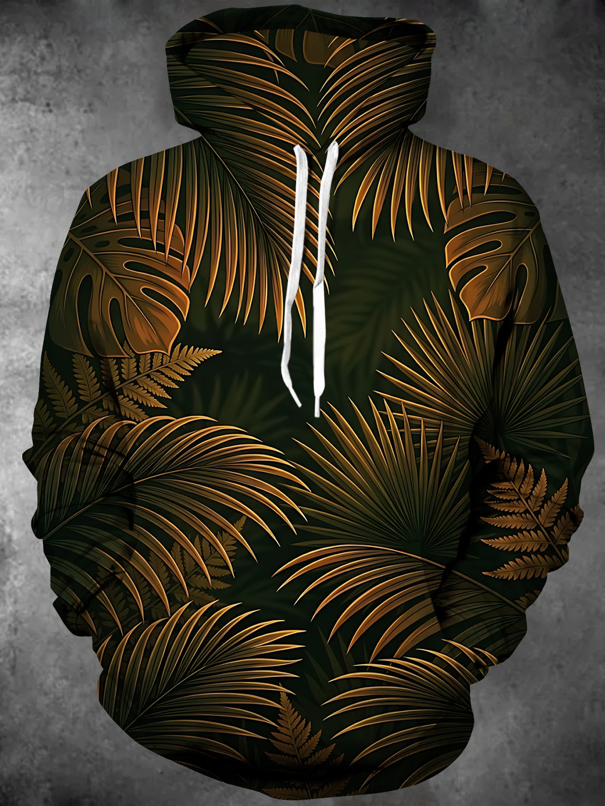 Oceanlyte Men's Tropical Tropical Palm Leaves And Ferns Print Long Sleeve Hoodie