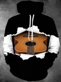 Oceanlyte Men's Graphic Acoustic Guitar Print Long Sleeve Hoodie