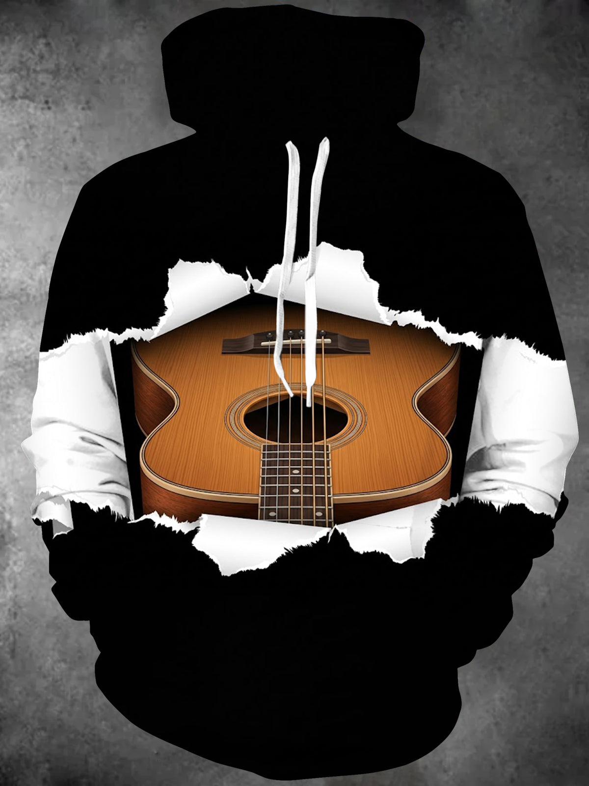 Oceanlyte Men's Graphic Acoustic Guitar Print Long Sleeve Hoodie