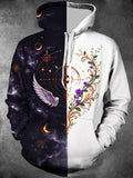 Oceanlyte Men's Long Sleeve Hoodie - Starry Night Sky With Celestial Geometry And Angel Wing Print
