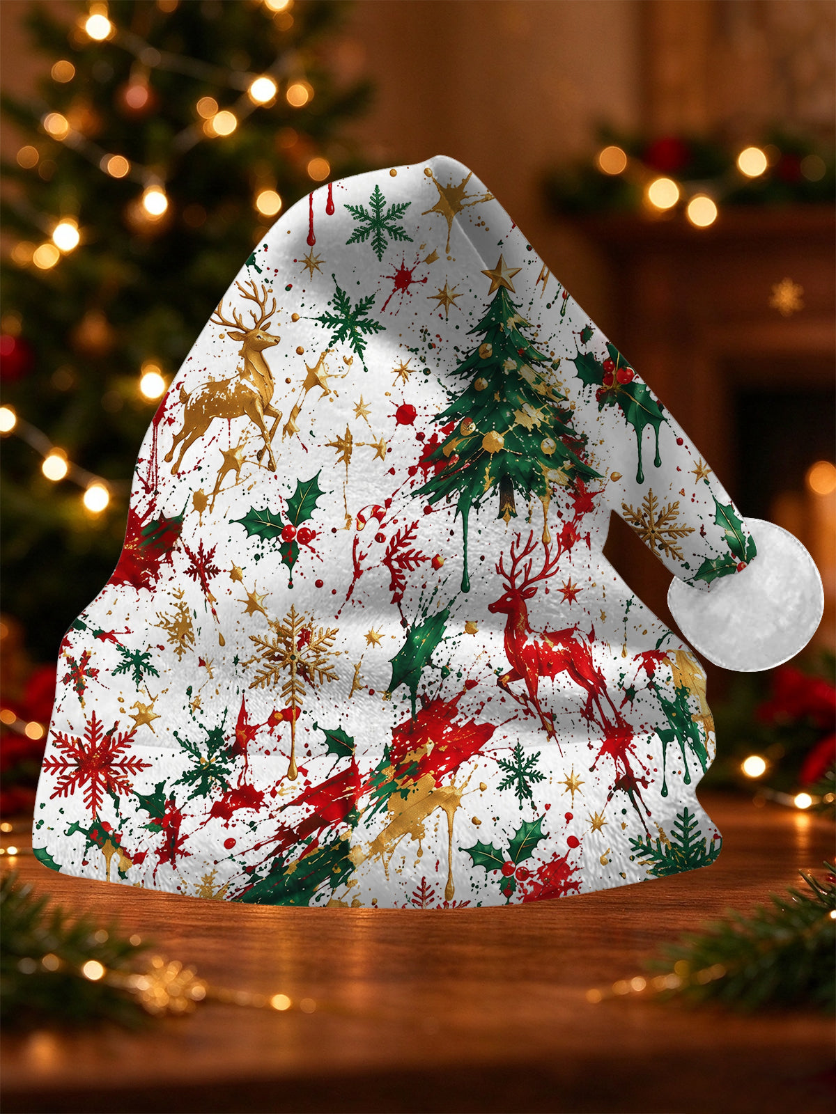 Oceanlyte Men's Printed Christmas Tree And Reindeer Print Hat