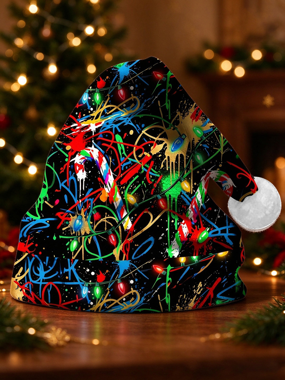 Oceanlyte Men's Graphic Abstract Graffiti And Christmas Lights Print Hat