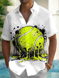 Oceanlyte Men's Melting Tennis Ball With Splatter Art Print Short Sleeve Shirt with Chest Pocket