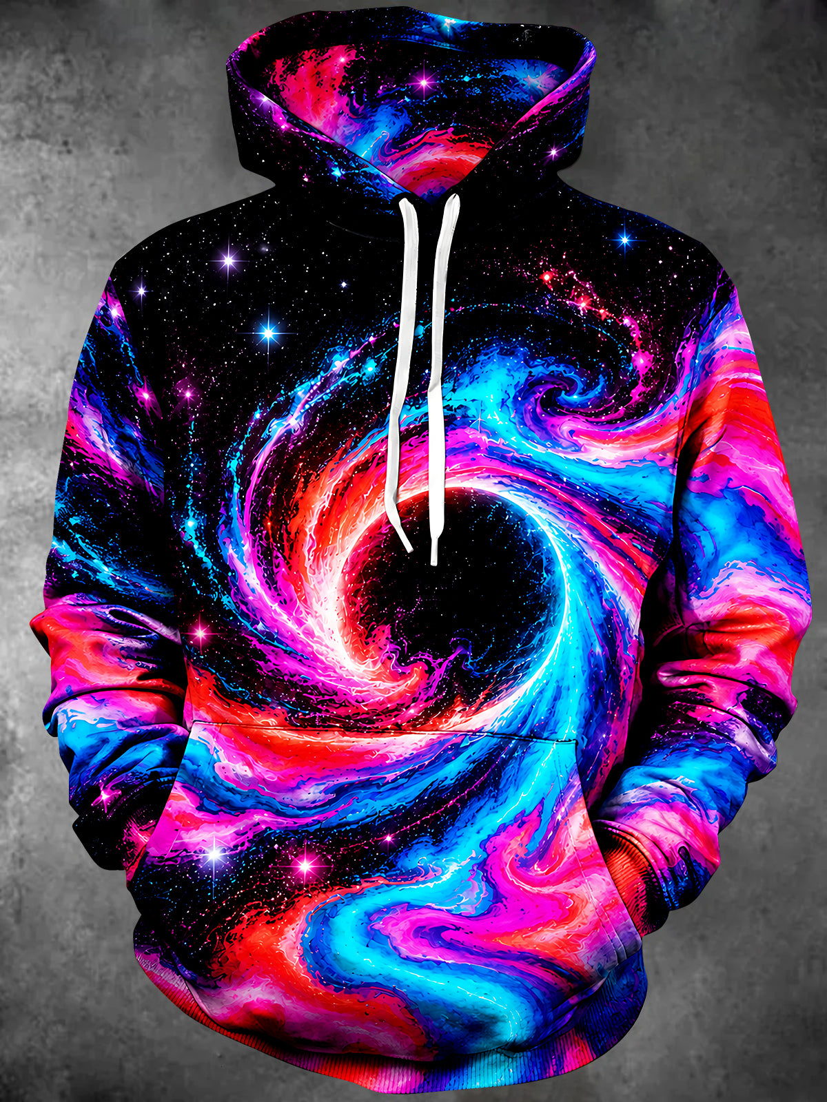 Oceanlyte Men's Abstract Galaxy Swirl With Stars Print Long Sleeve Hoodie
