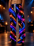 Oceanlyte Men's Graphic Neon Musical Notes And Light Trails Print Pants