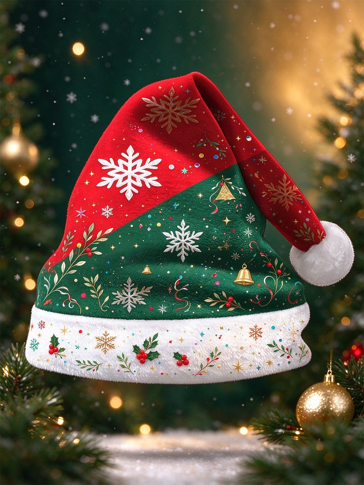 Oceanlyte Men's Printed Christmas Snowflakes And Bells Print Hat