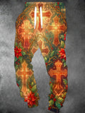 Oceanlyte Men's Graphic Christmas Celtic Crosses And Holly Thorns Print Pants