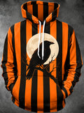 Oceanlyte Men's Halloween Crow On Branch With Full Moon Print Long Sleeve Hoodie
