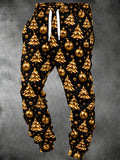 Oceanlyte Men's Printed Gold Christmas Trees And Ornaments Print Pants