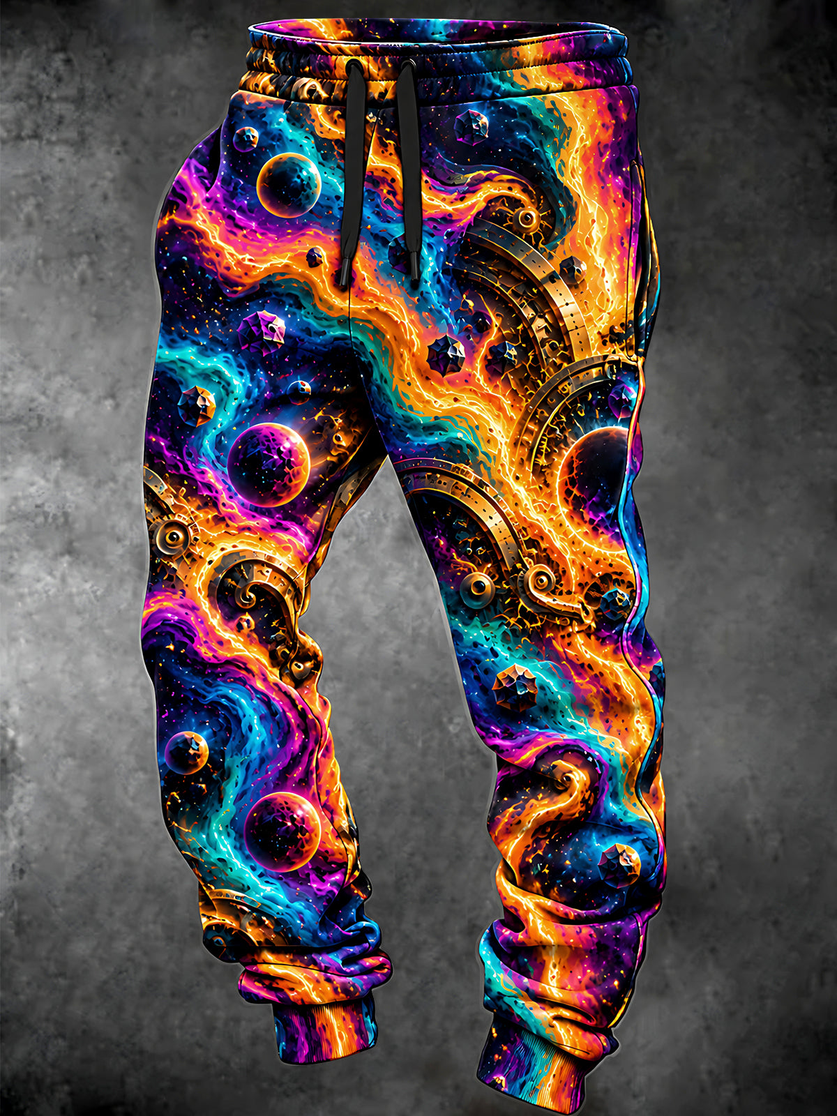 Oceanlyte Men's 3D Cosmic Gears And Planets Print Pants