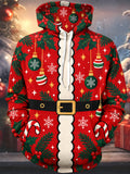 Oceanlyte Men's Printed Christmas Pattern Long Sleeve Hoodie with Chest Pocket