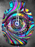 Oceanlyte Men's Printed Psychedelic Eye Print Long Sleeve Hoodie with Chest Pocket