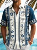 Oceanlyte Men's Hawaiian Pineapple And Palm Tree Print Short Sleeve Shirt with Chest Pocket
