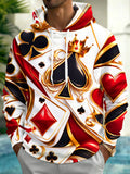 Oceanlyte Men's Graphic Playing Card Suits And Crown Print Long Sleeve Hoodie