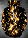 Oceanlyte Men's 3D Geometric Gold Crystals Print Long Sleeve Hoodie