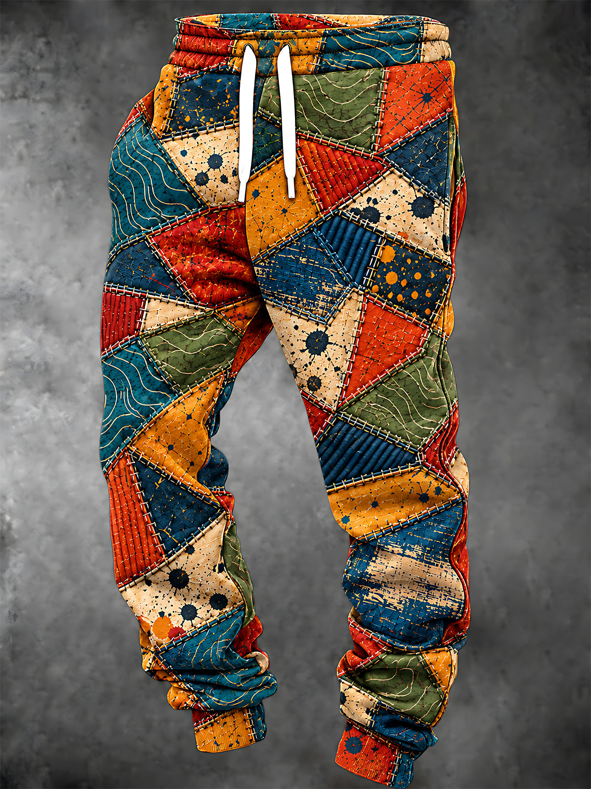 Oceanlyte Men's Patterned Colorful Patchwork Geometric Shapes Print Pants