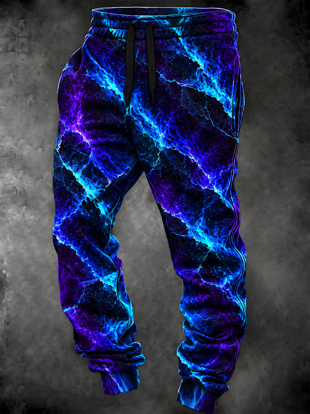 Oceanlyte Men's Abstract Abstract Neon Lightning And Cracked Texture Print Pants