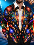 Oceanlyte Men's Printed Colorful Fireworks Print Long Sleeve Shirt with Chest Pocket