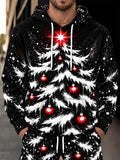 Oceanlyte Men's Christmas Tree With Ornaments And Star Print Long Sleeve Hoodie
