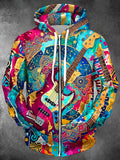 Oceanlyte Men's Electric Guitar And Mandala Pattern Long Sleeve Zip-Up Hoodie