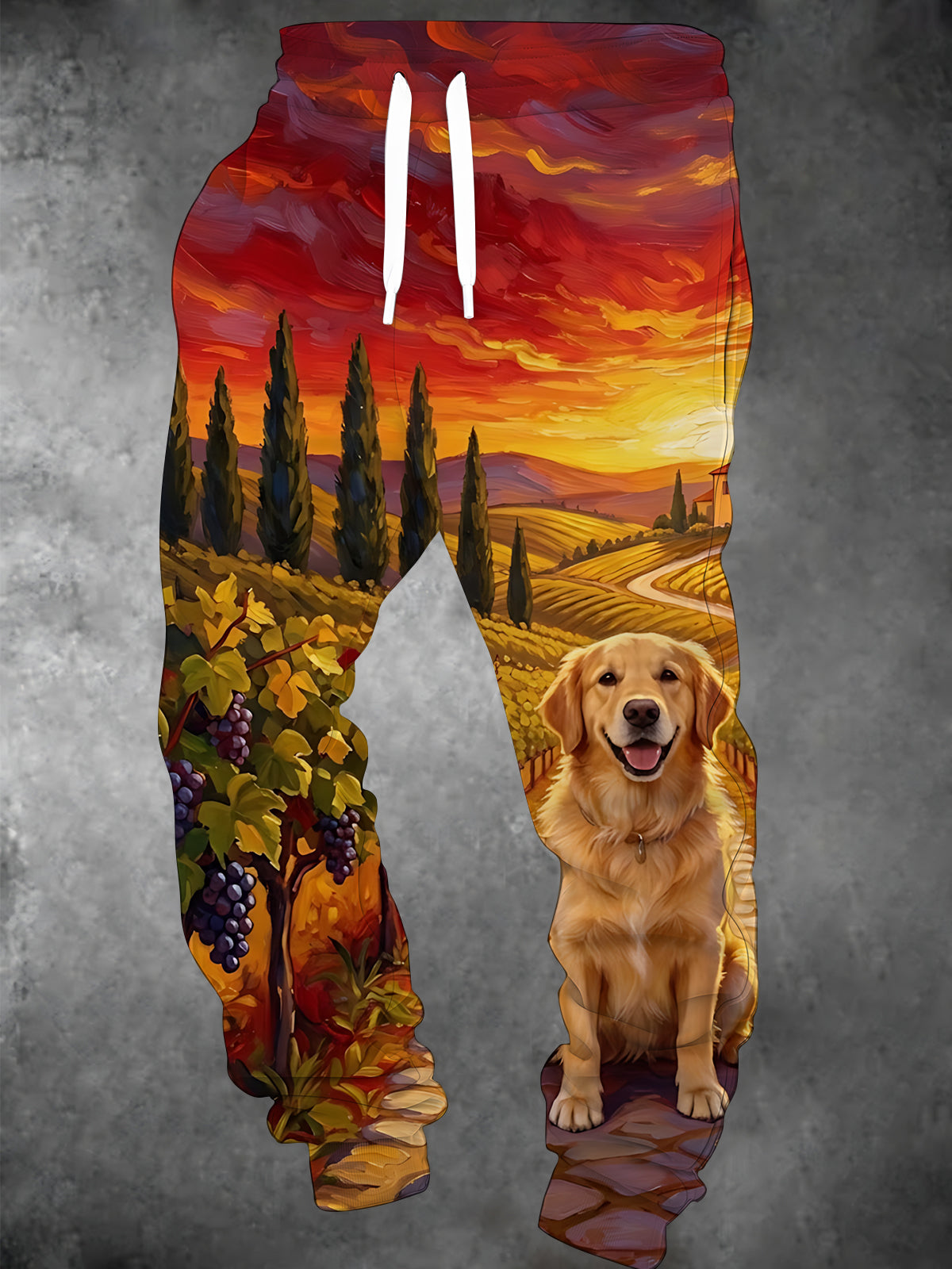 Oceanlyte Men's Printed Golden Retriever Dog In Vineyard Scenery Print Pants