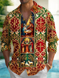 Oceanlyte Men's Long Sleeve Shirt - Nativity Scene With Mary Joseph Baby Jesus And Three Wise Men Print with Chest Pocket
