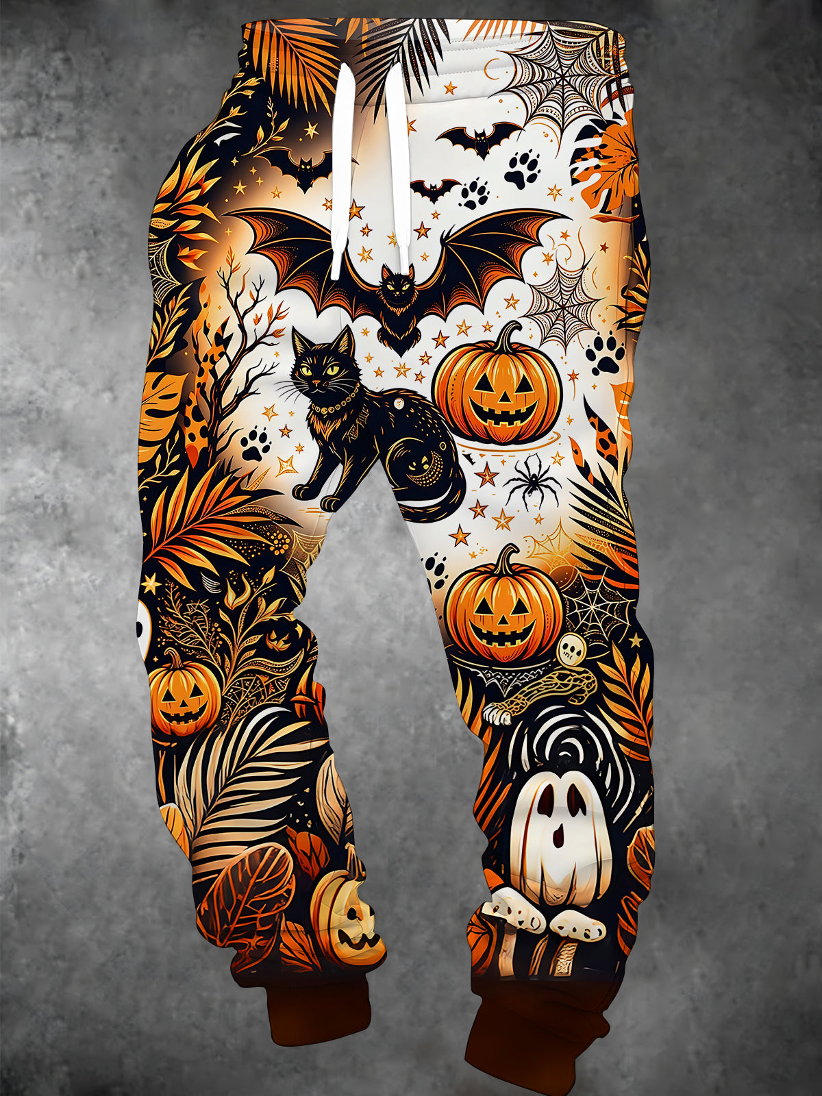 Oceanlyte Men's Graphic Halloween Black Cats And Pumpkins Print Pants