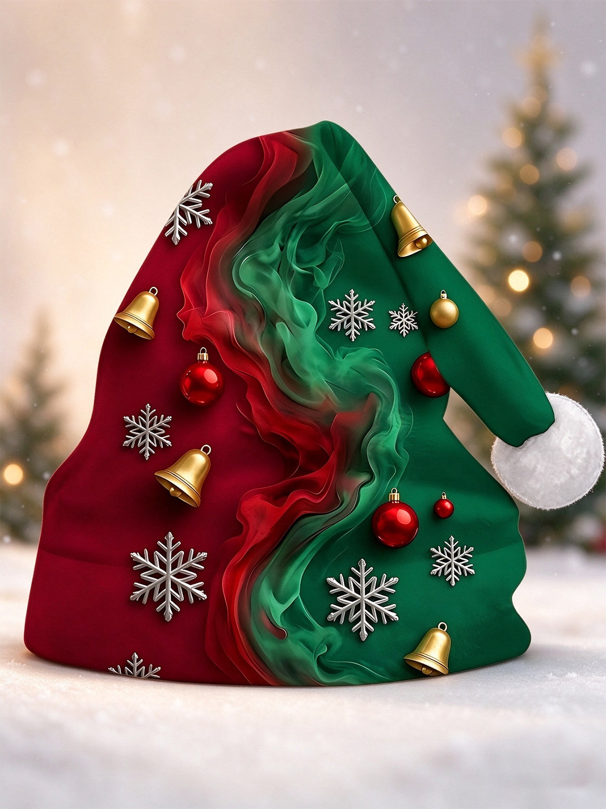 Oceanlyte Men's Christmas Hat With Snowflakes Bells And Ornaments Print Hat