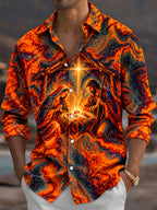 Oceanlyte Men's Long Sleeve Shirt - Nativity Scene With Holy Family And Star Of Bethlehem Print with Chest Pocket