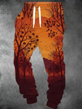 Oceanlyte Men's Autumn Forest Sunset Silhouette Print Pants