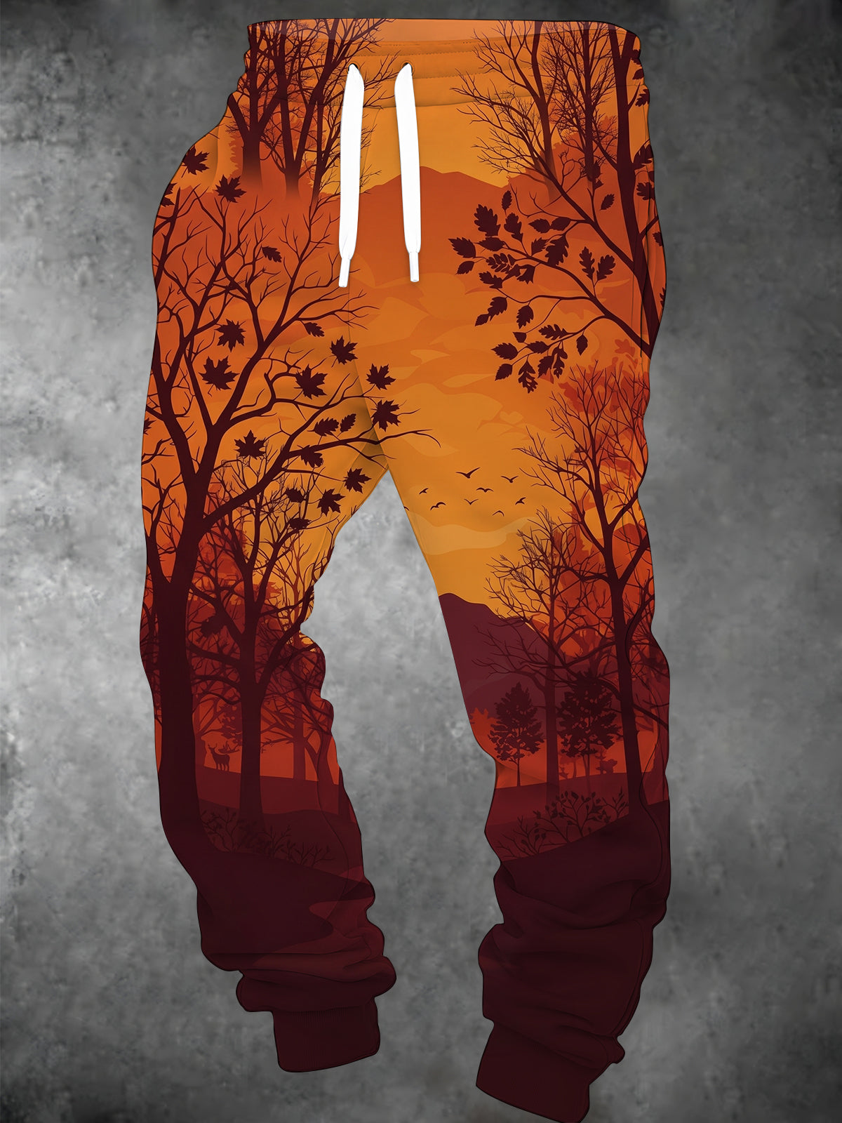 Oceanlyte Men's Autumn Forest Sunset Silhouette Print Pants