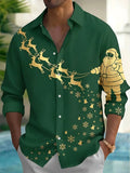 Oceanlyte Men's Graphic Christmas Print Holiday Print Long Sleeve Shirt with Chest Pocket