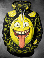 Oceanlyte Men's Anthropomorphic Lemon Cartoon Face Print Long Sleeve Hoodie