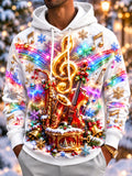 Oceanlyte Men's Long Sleeve Hoodie - Musical Instruments And Christmas Elements Print