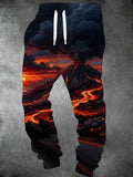Oceanlyte Men's Graphic Volcano Eruption With Lava Flow Print Pants
