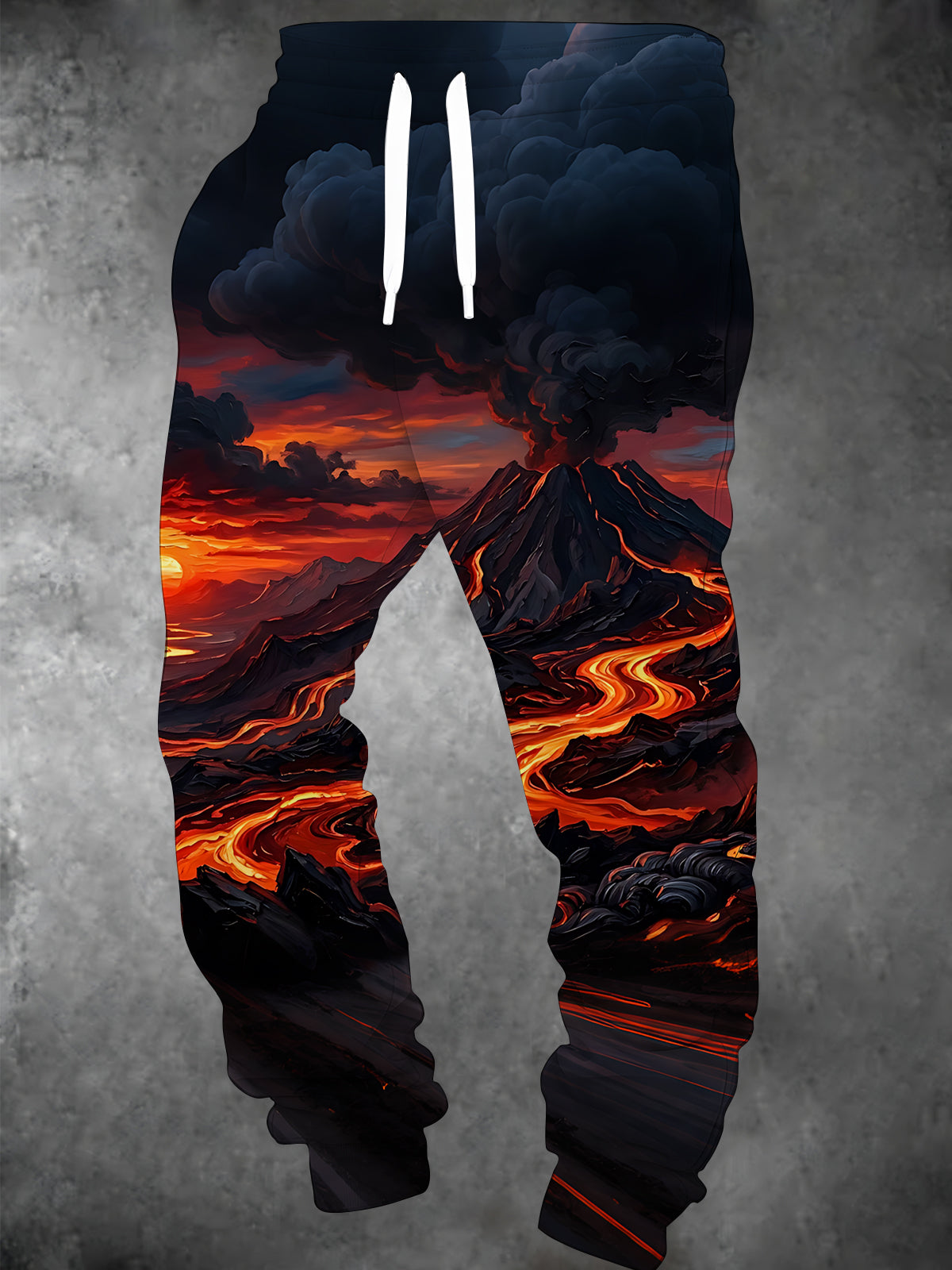 Oceanlyte Men's Graphic Volcano Eruption With Lava Flow Print Pants