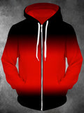 Oceanlyte Men's Gradient Black To Red Print Long Sleeve Zip-Up Hoodie