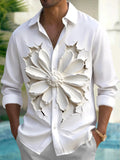 Oceanlyte Men's 3D 3D Relief Flower Print Long Sleeve Shirt with Chest Pocket