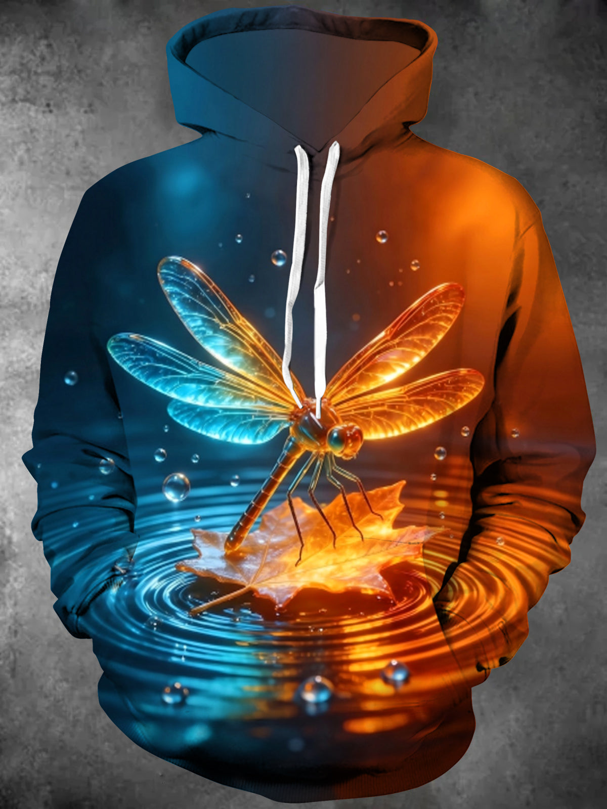 Oceanlyte Men's Graphic Dragonfly On Maple Leaf Print Long Sleeve Hoodie
