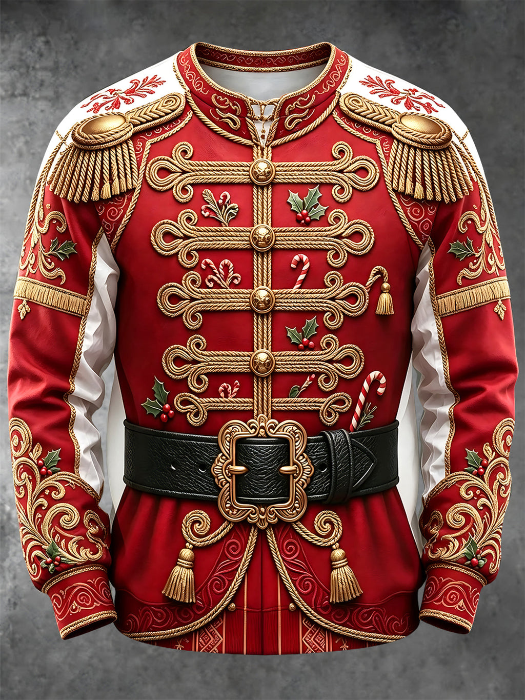 Oceanlyte Men's Long Sleeve Hoodie - Military Uniform With Christmas Elements Print