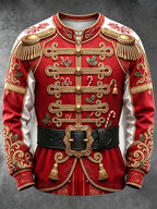 Oceanlyte Men's Long Sleeve Hoodie - Military Uniform With Christmas Elements Print