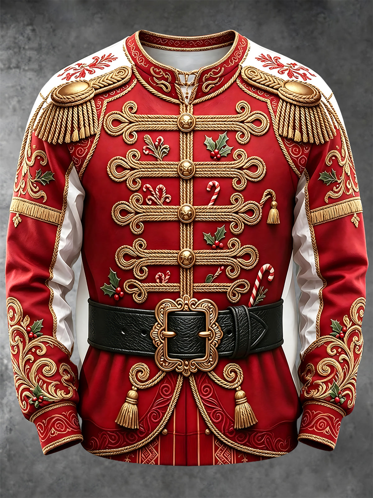 Oceanlyte Men's Long Sleeve Hoodie - Military Uniform With Christmas Elements Print