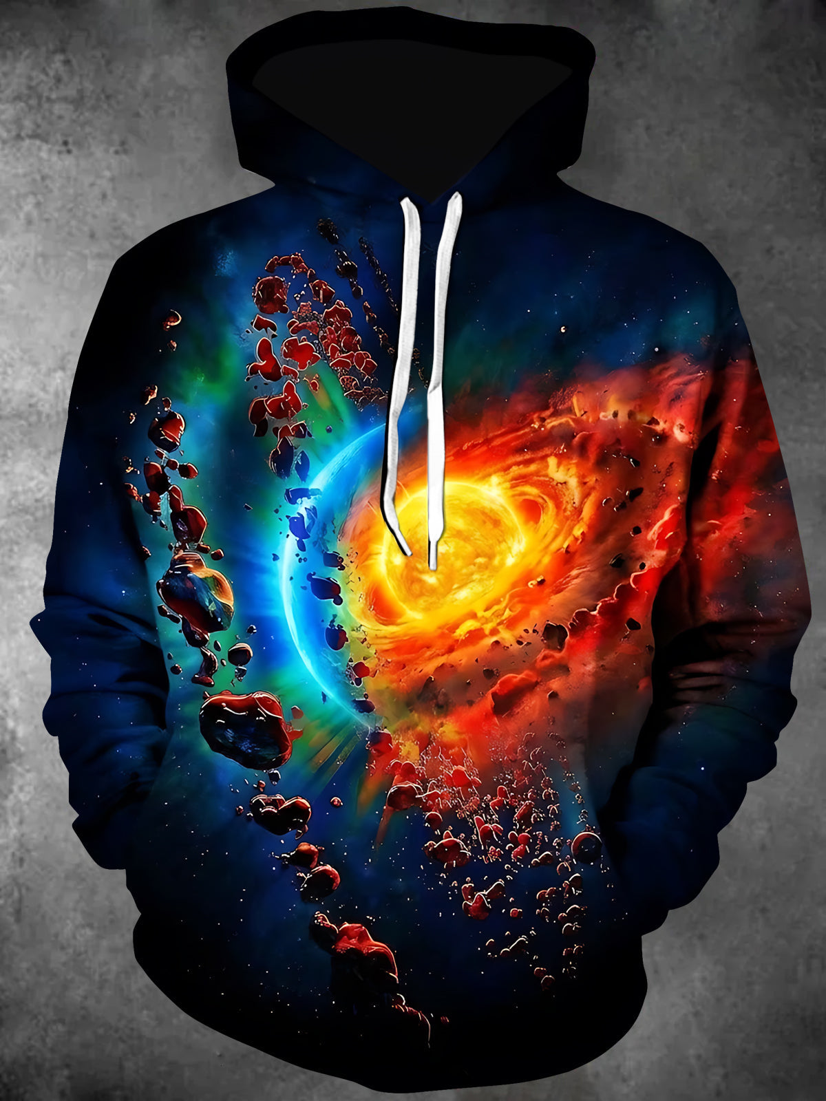 Oceanlyte Men's Cosmic Planet And Meteorite Debris Print Long Sleeve H