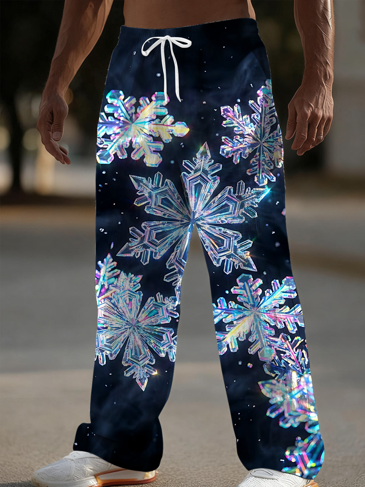 Oceanlyte Men's Printed Holographic Snowflakes Print Pants
