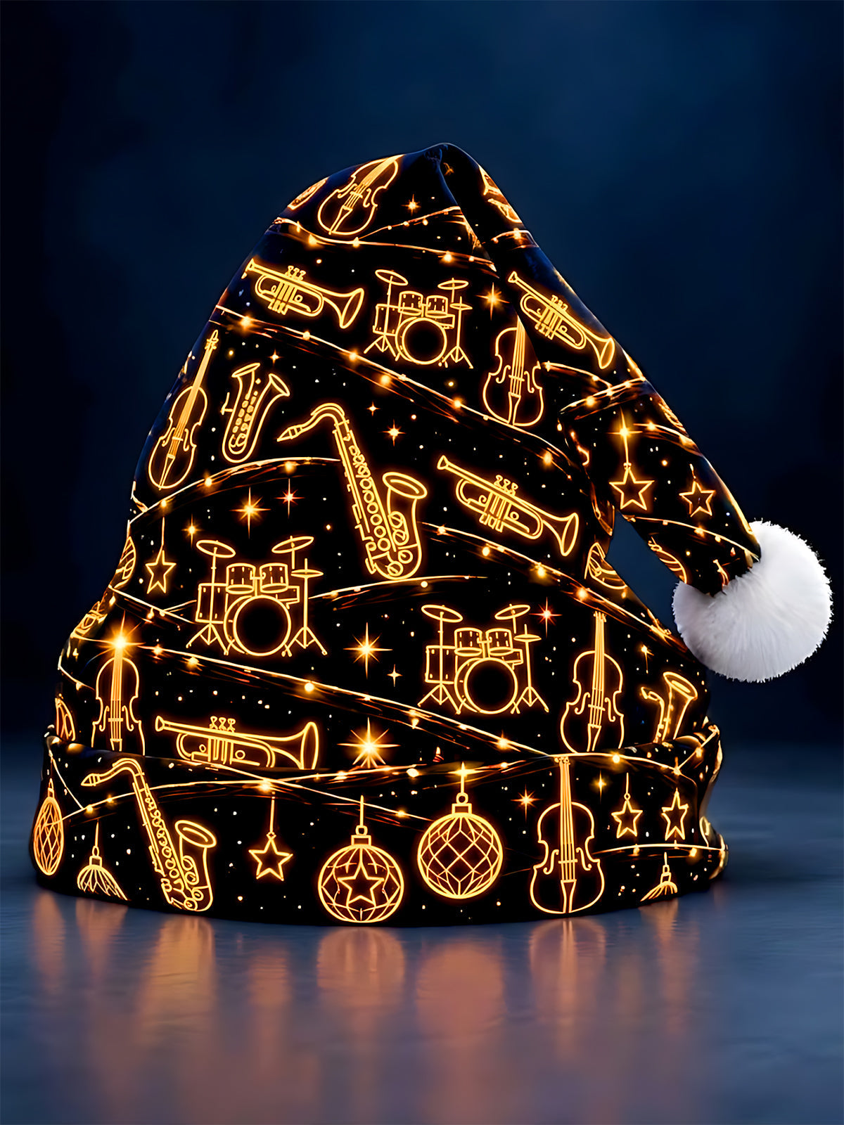 Oceanlyte Men's Patterned Musical Instruments And Christmas Ornaments Print Hat