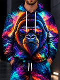 Oceanlyte Men's Colorful Gorilla With Sunglasses Print Long Sleeve Hoodie