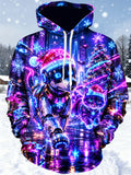 Oceanlyte Men's Graphic Cyberpunk Christmas Print Long Sleeve Hoodie with Chest Pocket