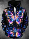 Oceanlyte Men's Graphic Neon Butterfly And Waterdrops Print Long Sleeve Hoodie